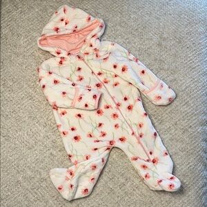 Cozy Floral Hooded Fleece One-Piece
